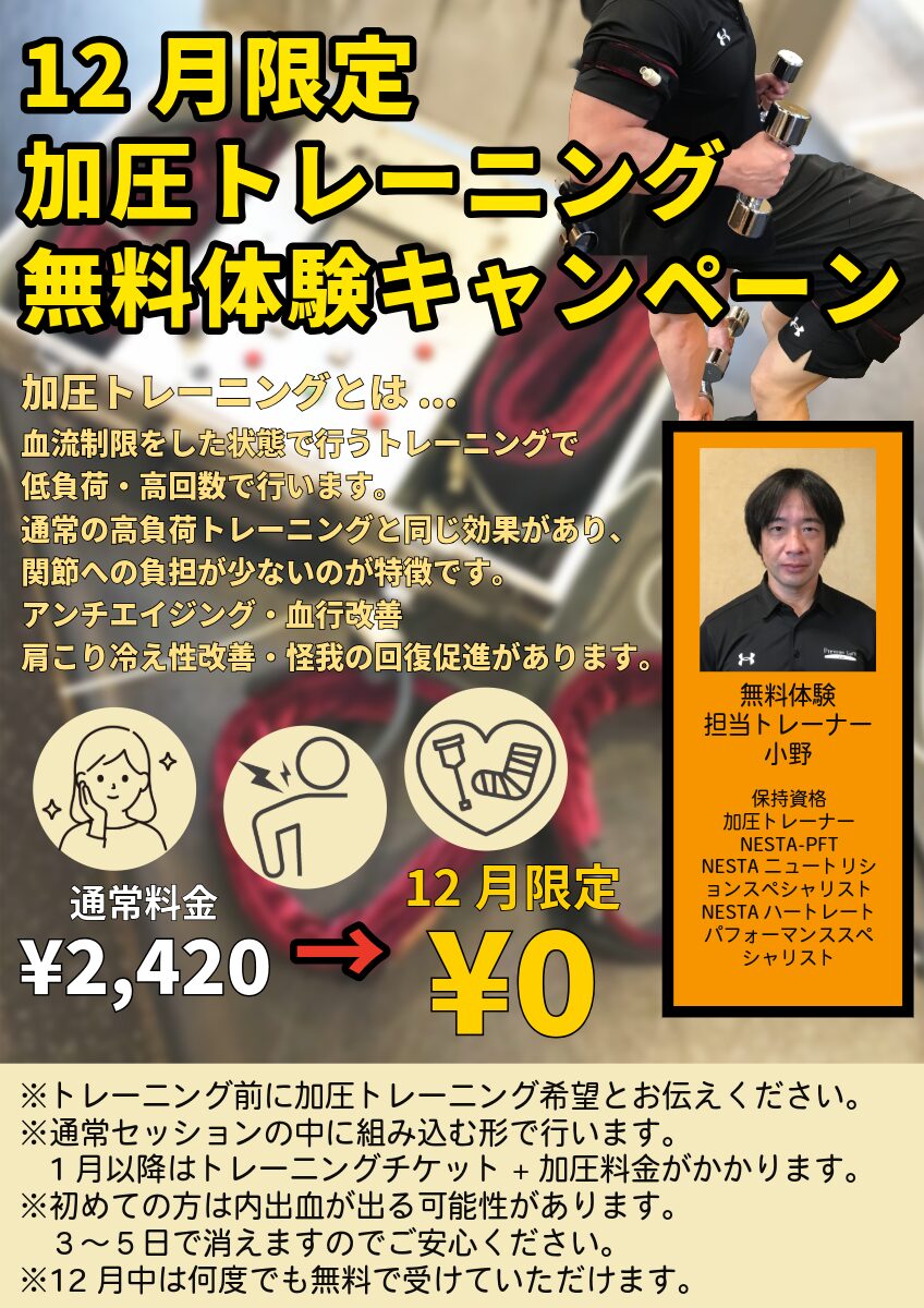 12月限定 加圧トレーニング無料体験キャンペーンチラシ