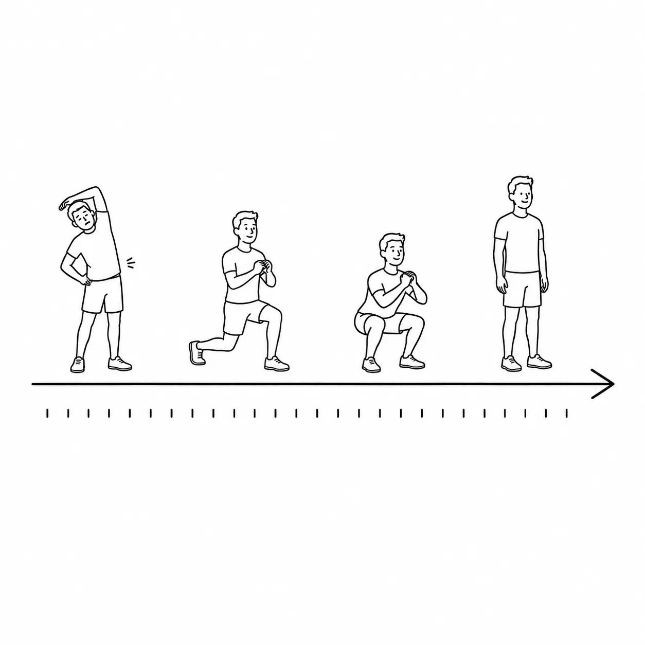 運動を続けることで成長していく過程のイラスト