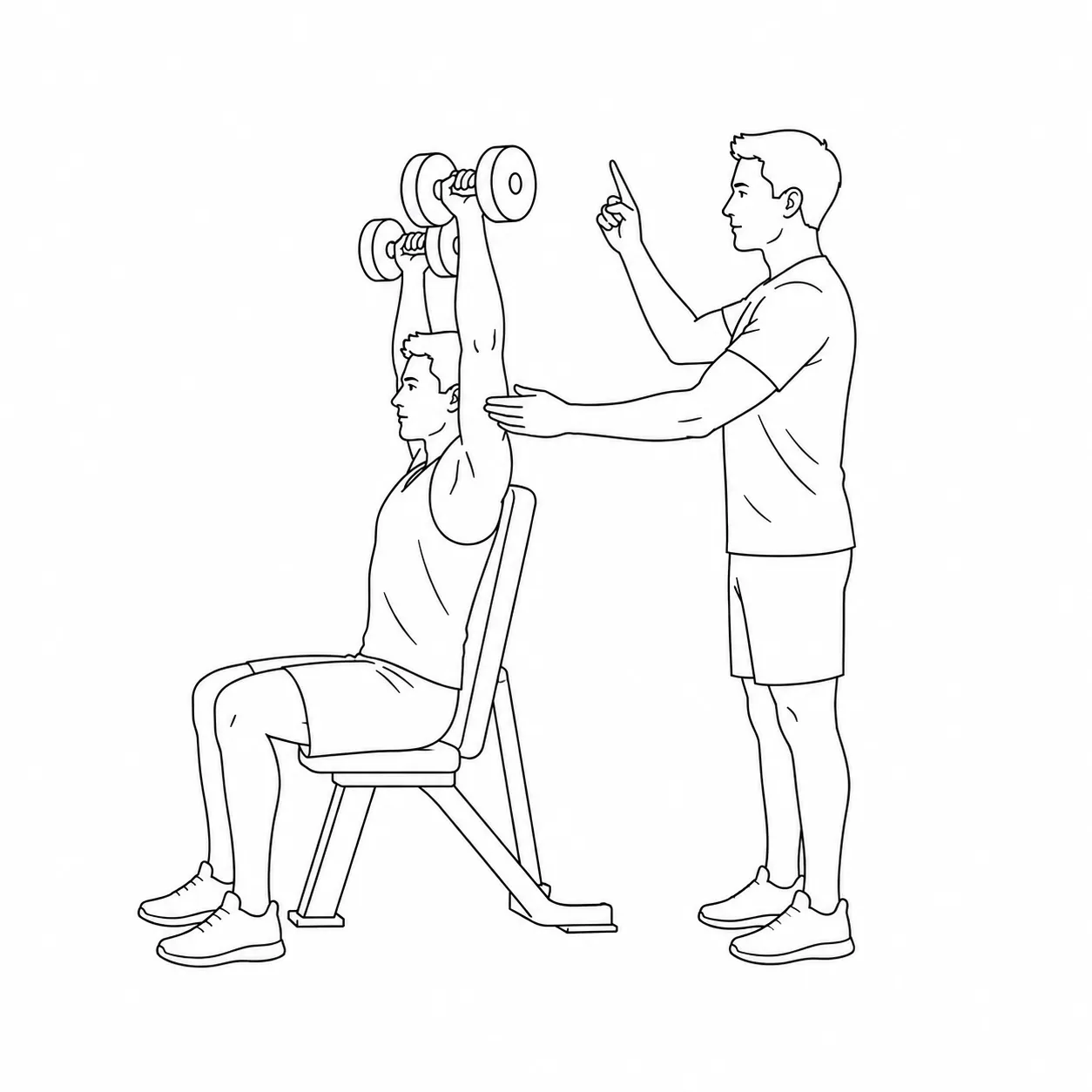 トレーナーがフォームを修正しているイラスト