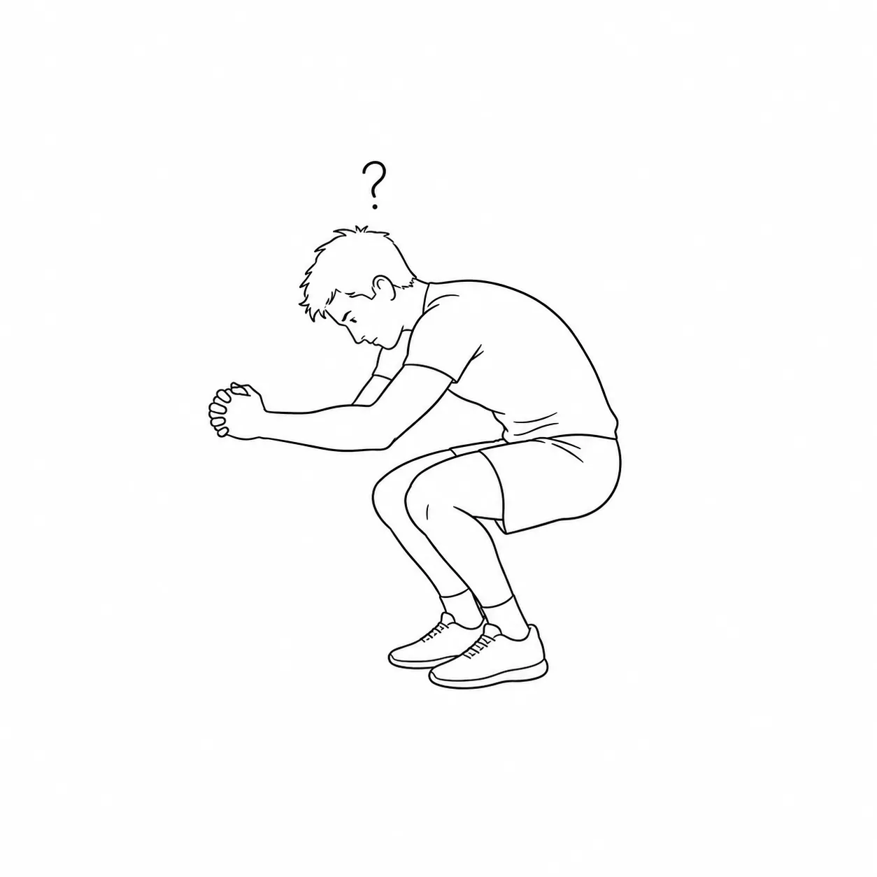 間違ったフォームでスクワットをする人のイラスト